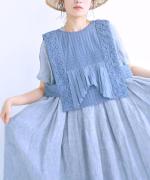 ハンドスモッキングコットンポプリン　2wayベスト